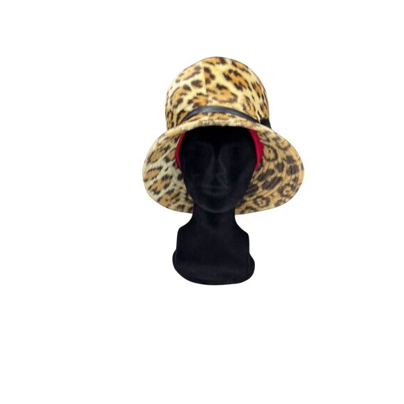 Leopard Print Mr. John Classic Bucket Hat With Black Ribbon Accent & Floral Lini main image 5